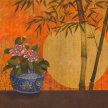 Title: Camellia Sunrise  Artist: Adam Guan  Medium: Acrylic on Paper Image Number: FA 0797 AG  Size: 18 x 24
