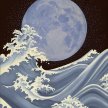 Title: Wave and Full Moon  Artist: Adam Guan  Medium: Oil on Canvas  Image Number: FA 0523 AG  Size: 24 x 36