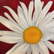 Title: Daisy on Red  Artist: Adam Guan  Medium: Acrylic on Paper  Image Number: FA 0031 AG  Size: 22 x 28