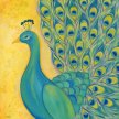 Title: Peacock IIIArtist: Deborah MoriMedium: Acrylic on CanvasImage Number:  FA 1826 DM Size: 24 x 24